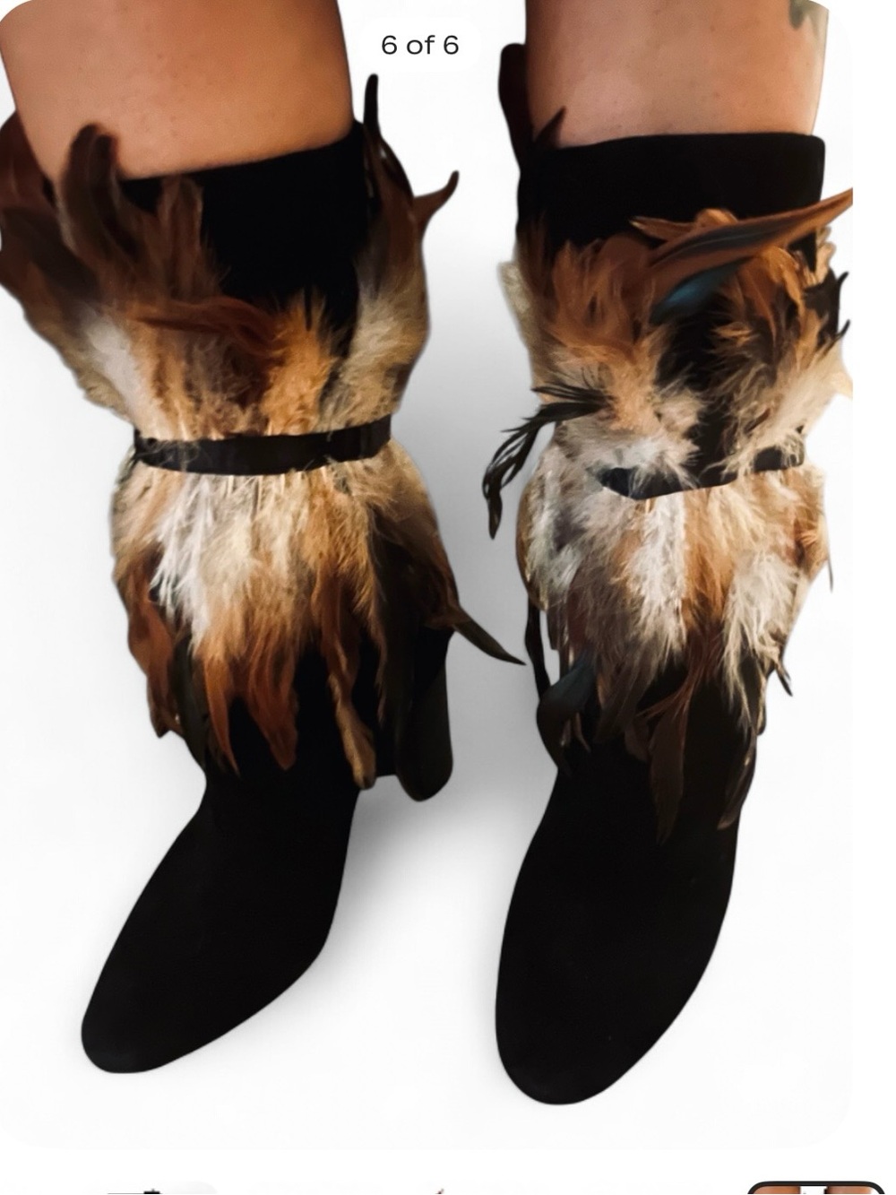 Charles David Black Suede Feather Wearable Art Mid-Calf Boots